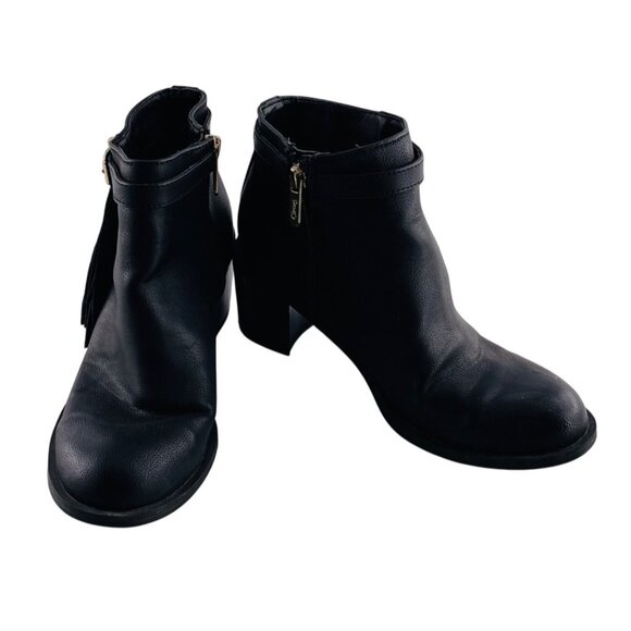 Circus by Sam Edelman Women's Ankle Boots size 6.5 Black Faux Leather Fringe - Picture 1 of 5